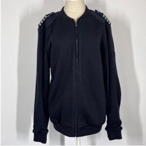 Black Zip-Up Jacket with Shoulder Accents